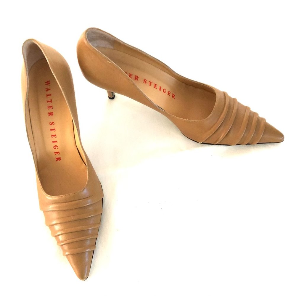 WALTER STEIGER, TAN LEATHER PUMPS, HEELS 3" INCH, SIZE 9B